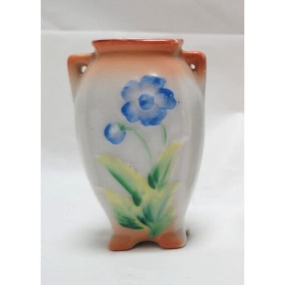 Vintage Hand-Painted Floral 2.5" Mini Porcelain Vase With Handles Made in Japan - Picture 1 of 6
